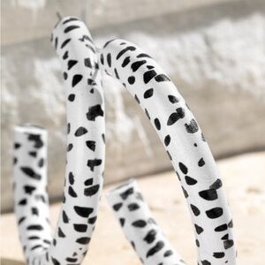 Black and White Wooden Hoop Earrings NWT